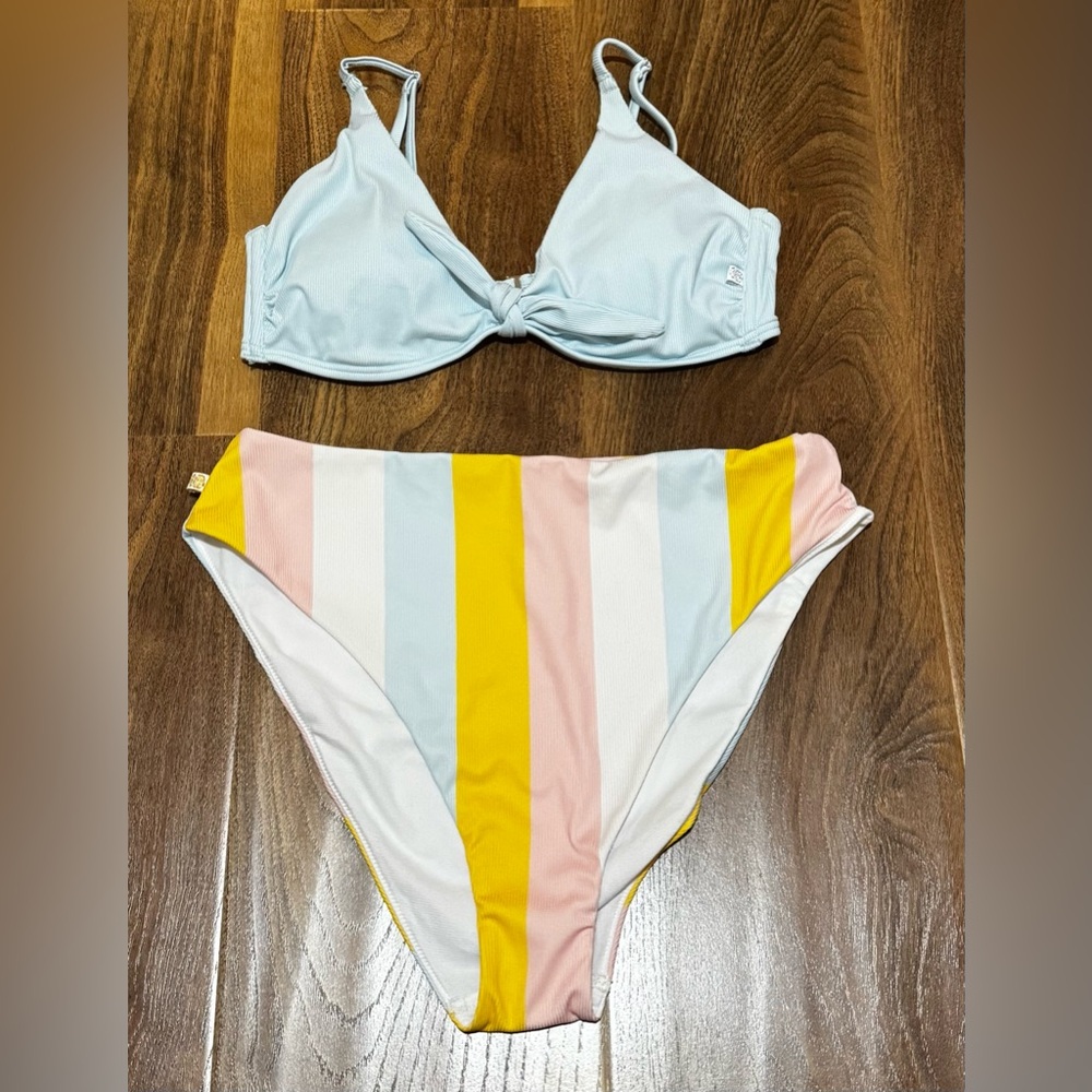 3pc set La Vie En Rose Aqua ribbed